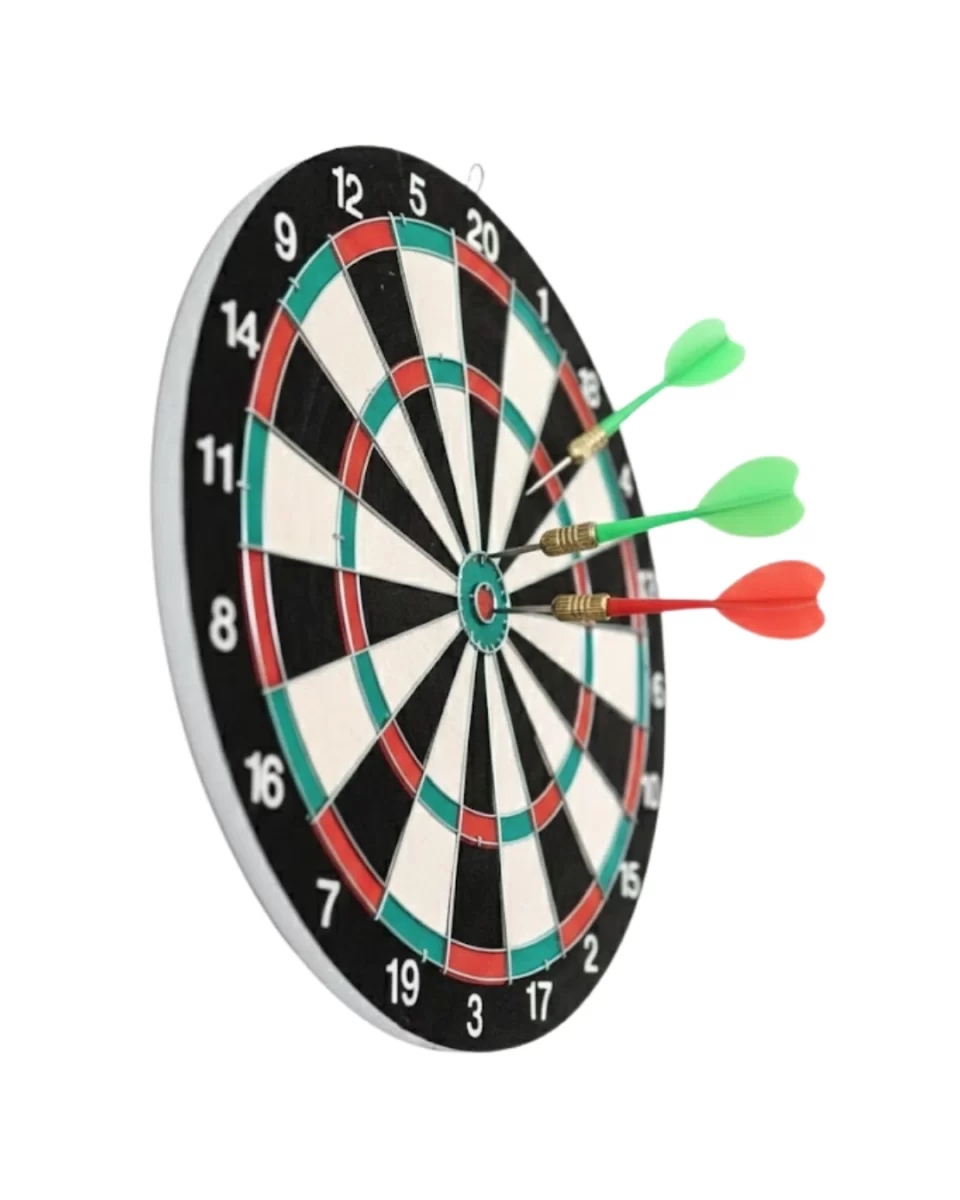 15 İnç Dart Tahtası 4 Metal Uçlu Dart Oku Dayanıklı Ahşap Gövde - Görsel 4