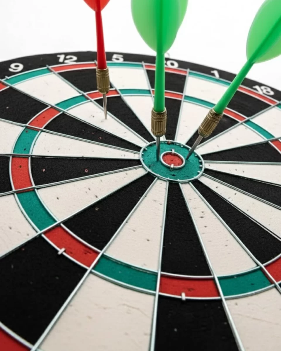 15 İnç Dart Tahtası 4 Metal Uçlu Dart Oku Dayanıklı Ahşap Gövde - Görsel 5