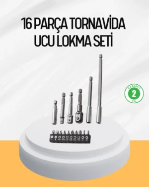 Ergonomik 16 Parça Bits Tornavida Uç ve Adaptör Seti