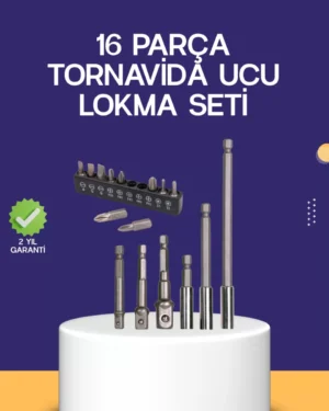 16 Parça Bits ve Adaptör Seti Vidalama Tamir Bakım Seti