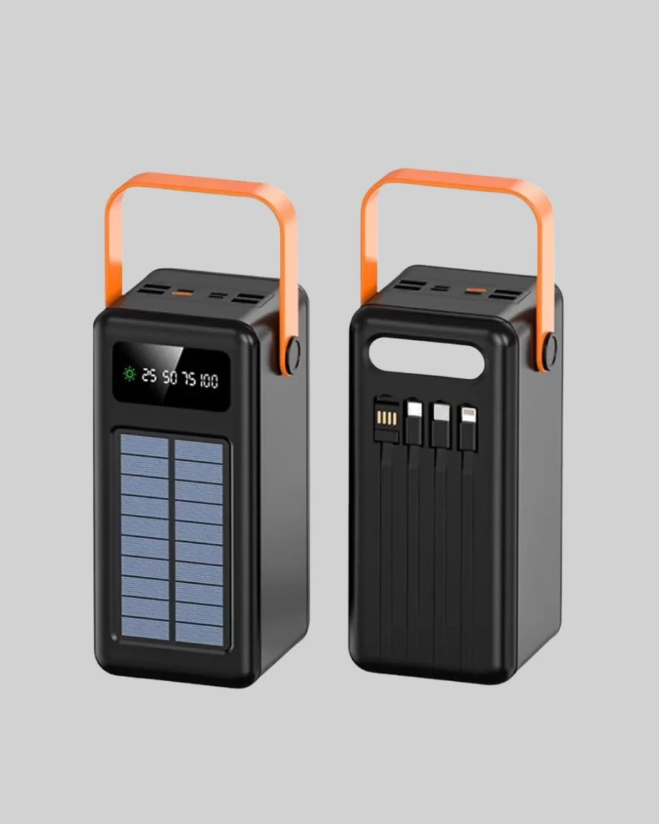 80000 mAh Güneş Enerjili Powerbank 4 Kablolu Type C Lightning Micro USB - Görsel 4