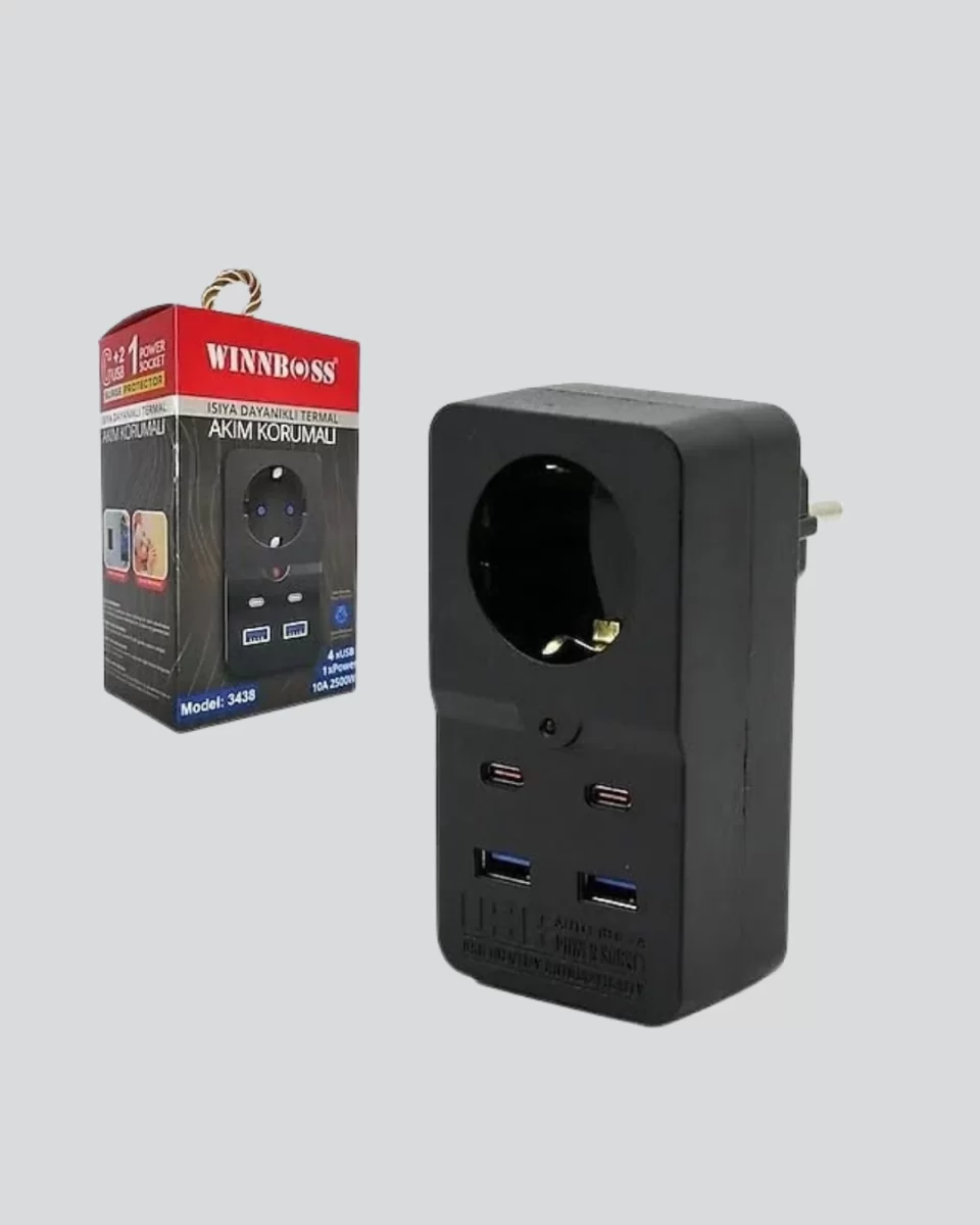 Tip Akım Koruma Prizi 10A 2500W USB Type C Destekli - Görsel 3