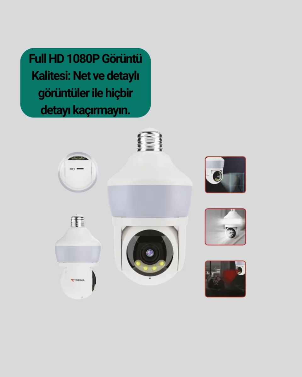 Kablosuz 360° Döner Başlıklı Full HD Güvenlik Kamerası - Görsel 3