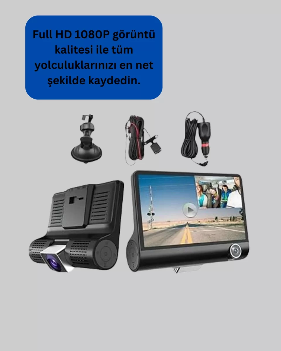 170° Geniş Açılı Araç Kamerası – 4.0” IPS Ekranlı Full HD DVR - Görsel 3