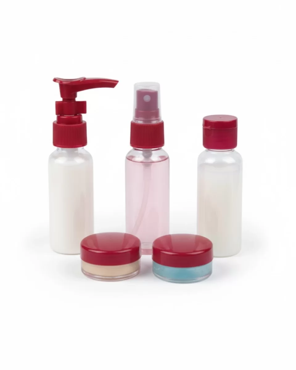 5’li Seyahat Boy Kozmetik Şişe Seti 30 ml Çantalı Organizer - Görsel 4