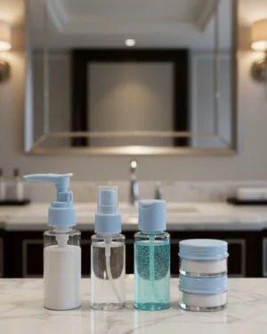 Kompakt 5’li Seyahat Banyo Şişe Takımı Çantalı