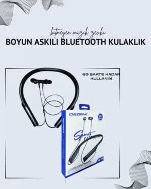 Polygold PG-100 Boyun Askılı Kablosuz Kulaklık – 200 Saat Bekleme Süresi, Stereo Ses, Mikrofonlu