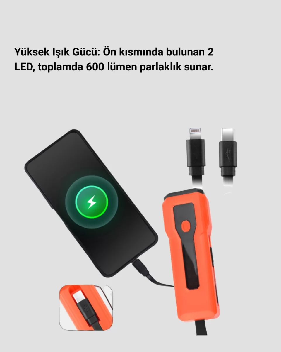 Su Geçirmez Bisiklet Işığı 5000 mAh Powerbankli Ön Far - Görsel 3