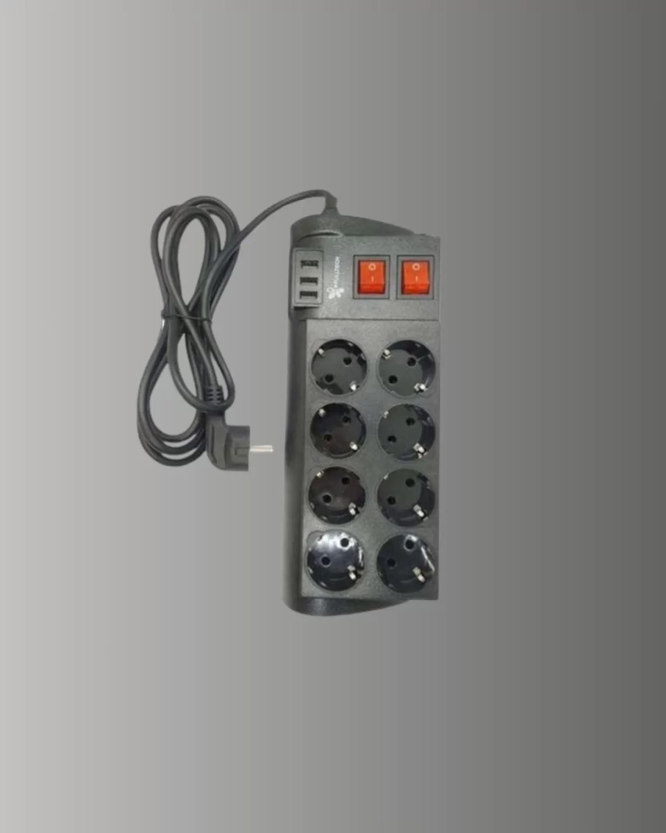 Isıya Dayanıklı Termal Akım Korumalı 8'li Priz ve 3 USB Girişli Uzatma Kablosu - Görsel 4
