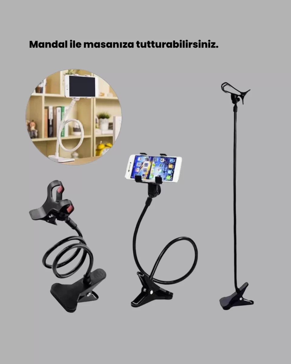 Eller Serbest Kullanım Sağlayan Masaüstü Telefon Tutucu - Görsel 5