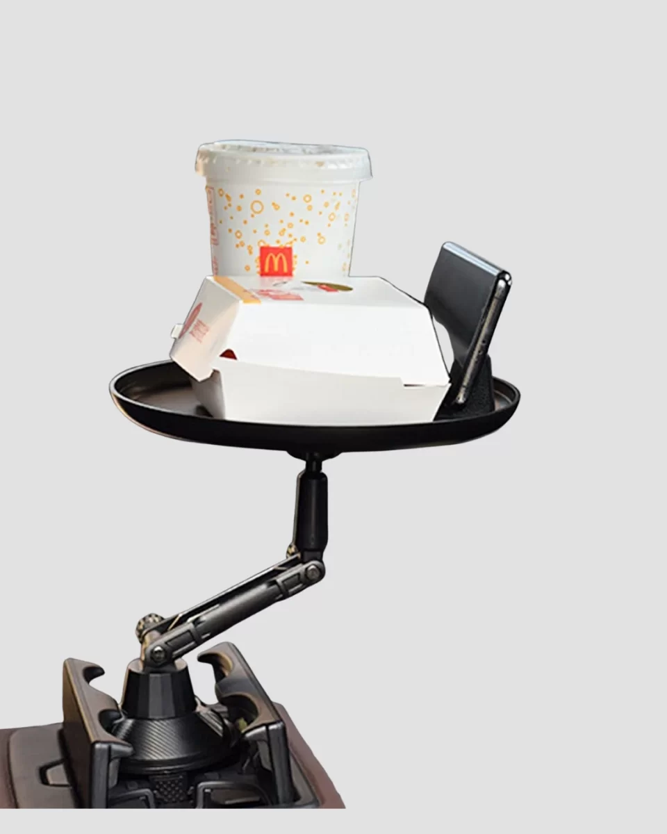 360° Döner Araç Bardaklık Tepsisi Geniş Yemek Alanlı Telefon Standlı - Görsel 3
