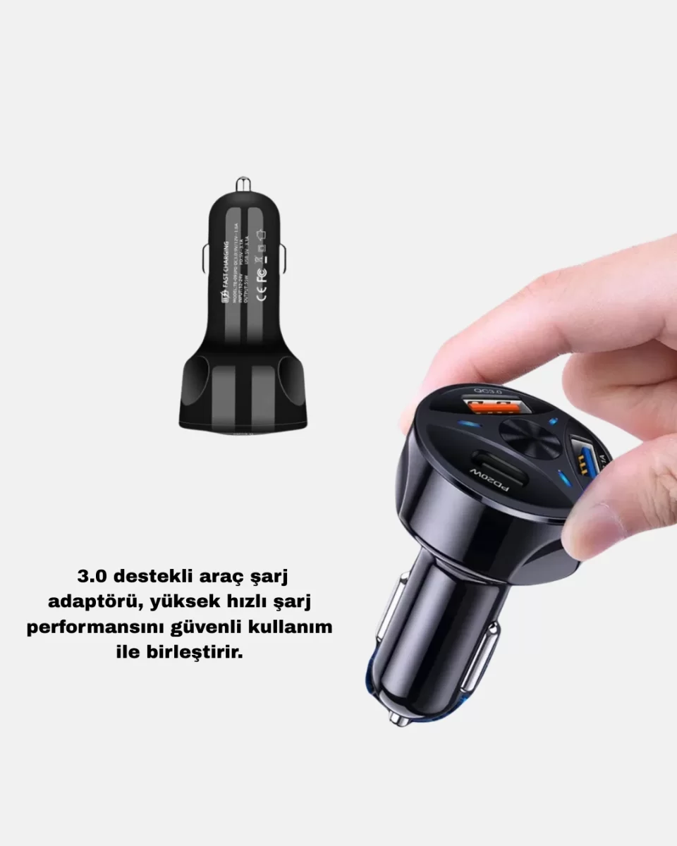 360° Döner Telefon Tutucu ve 55W Hızlı Araç Şarj Aksesuar Seti - Görsel 2