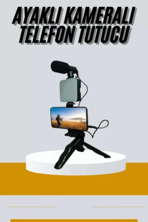 Tripod Telefon Tutucu Kumandalı Mikrofon Led Işık Vlog Video Kayıt