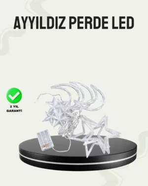 Prizli Yıldız Ay Perde LED Işık Ev ve Organizasyon Dekoru