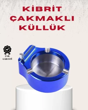 Metal Küllük ve Çakmak Seti Yuvarlak Modern Tasarım