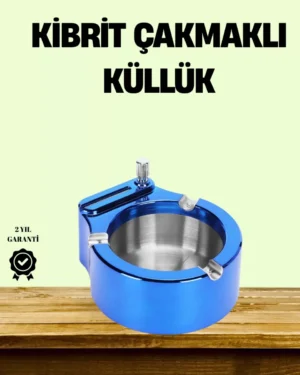 Çakmaklı Küllük Paslanmaz Çelik Şık Masa Aksesuarı