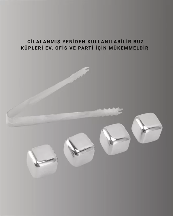 Hızlı Soğutma Özellikli Paslanmaz Metal Buz Küpü Takımı - Görsel 2