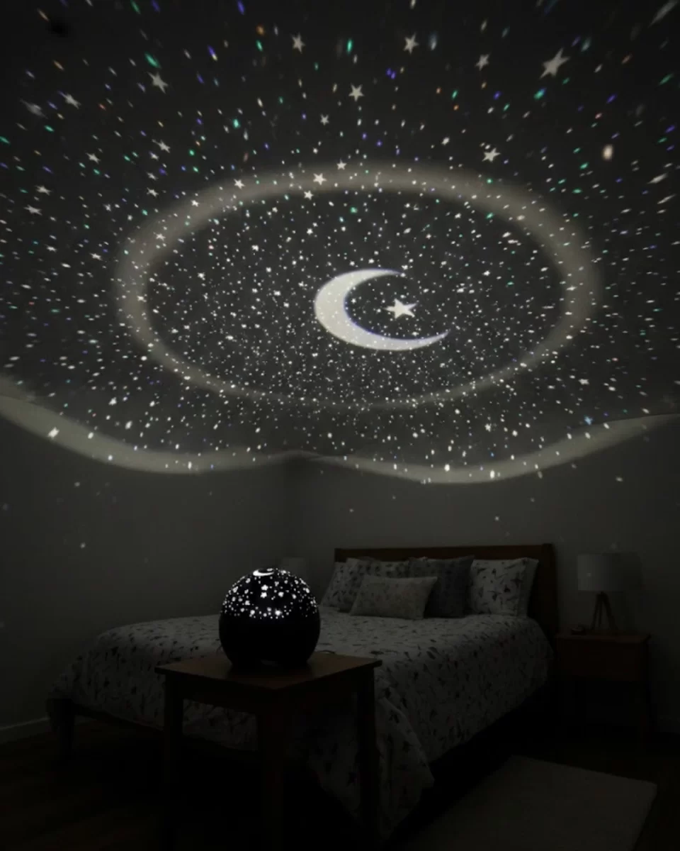 Fişli Yıldız Projektör Gece Lambası Müzikli