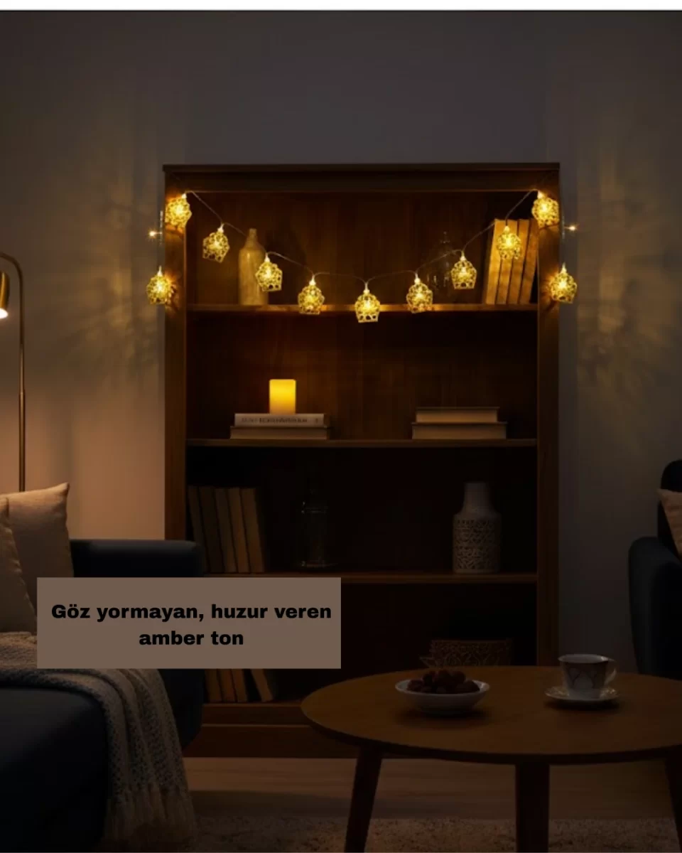 Pilli Ramazan ve Bayram LED Işık Zinciri Cami Temalı Dekoratif - Görsel 4