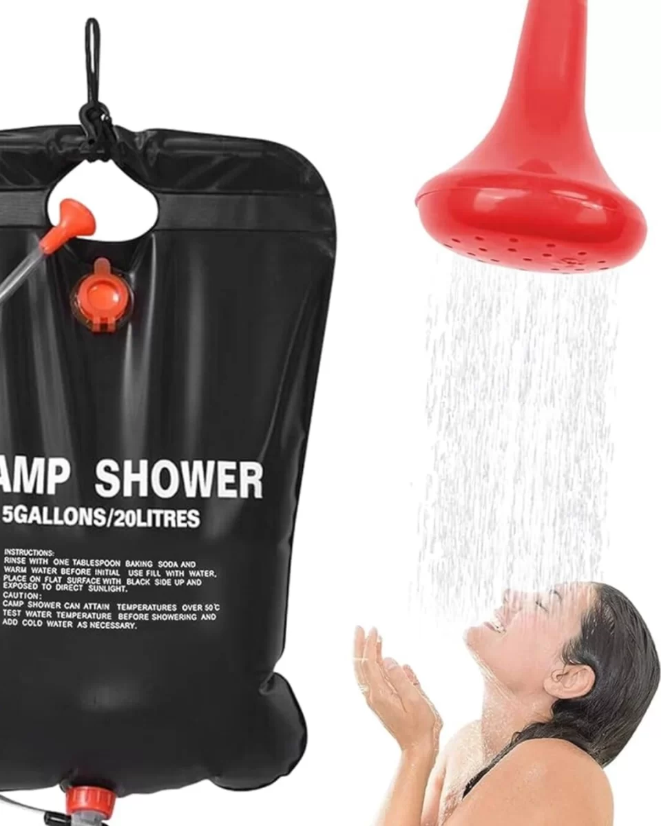 20 Litre Güneş Enerjili Kamp Duşu PVC Dayanıklı Taşınabilir Duş Torbası - Görsel 3