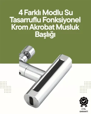 Krom Musluk Başlığı | 4'ü 1 Arada Su Çıkışı | Kolay Montajlı