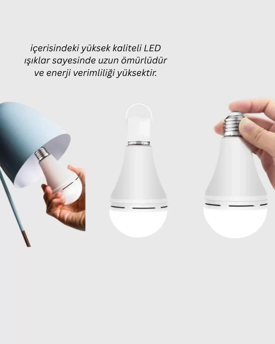 Acil Durumlar İçin Şarjlı LED Ampul 6400K Soğuk Beyaz 30 Watt - Görsel 3
