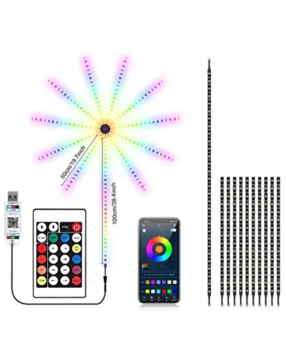Akıllı RGB LED Havai Fişek Duvar Lambası Kumandalı ve Uygulama Kontrollü - Görsel 4