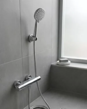 Krem Duş Başlığı Seti 4 Kademeli El Duşu Spiral Hortumlu Banyo Seti