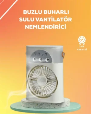 Mini Klima Fan | USB'li, 7 Renk Gece Işığı, 3'ü 1 Arada Fonksiyon