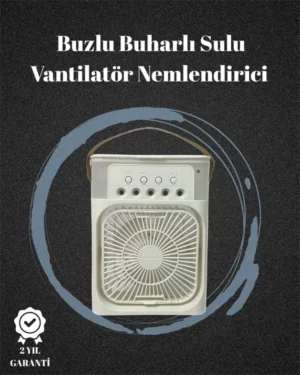 USB Bağlantılı 3'ü 1 Arada Nemlendirici Mini Klima Fan | 7 Renk Işıklı