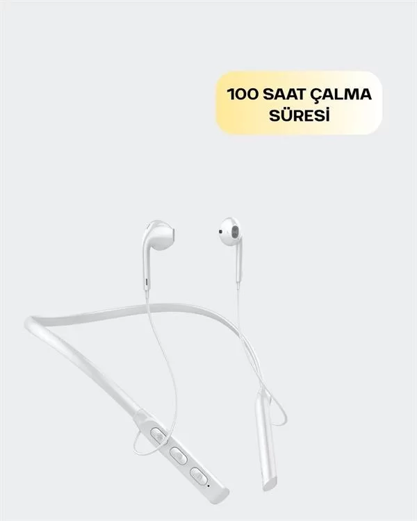 Uzun Pil Ömürlü Kablosuz Kulaklık – Boyun Askılı, 100 Saat Kullanım - Görsel 4