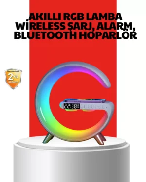 Kablosuz Şarjlı Atmosfer Lambası Bluetooth Hoparlör ve Akıllı Alarm Özellikli