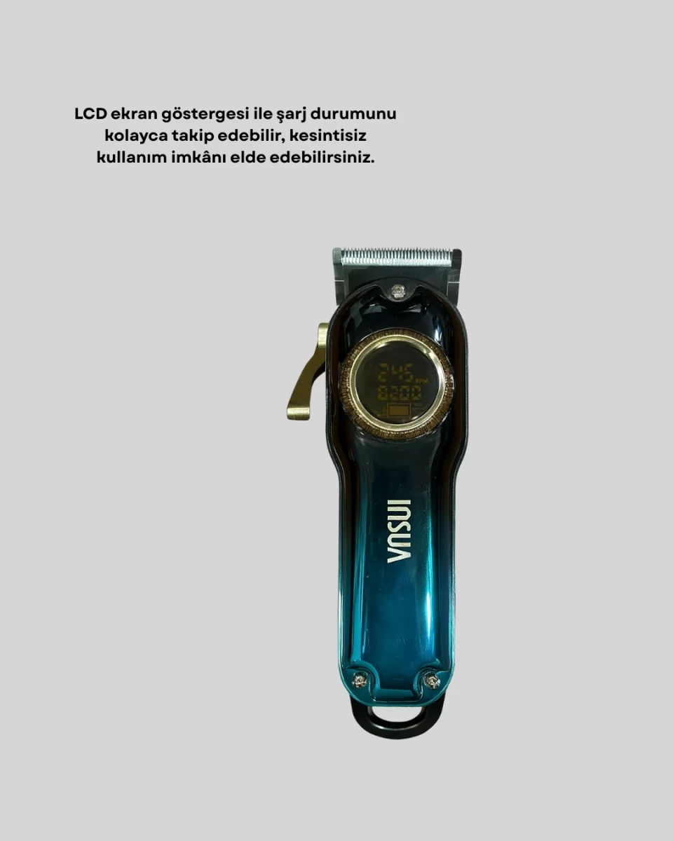 Profesyonel Saç Kesme Makinesi – 2000 mAh Şarjlı, LCD Ekranlı - Görsel 4
