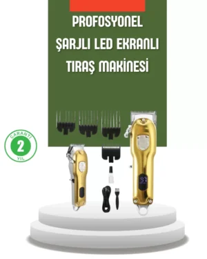 Güçlü Motorlu LCD Ekranlı Şarjlı Tıraş ve Şekillendirme Makinesi