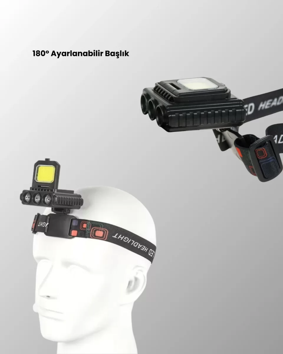 800 Lumen LED Kafa Lambası COB ve XPE Led Type C Şarjlı Ayarlanabilir - Görsel 5