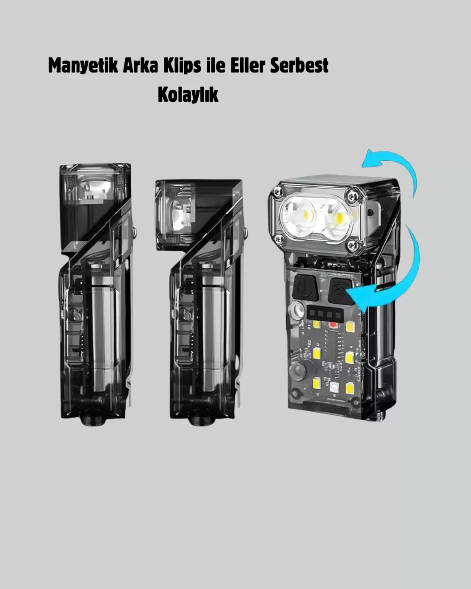 3’ü 1 Arada LED Far Şarj Edilebilir Sensörlü Manyetik 10 Saat Kullanım - Görsel 3