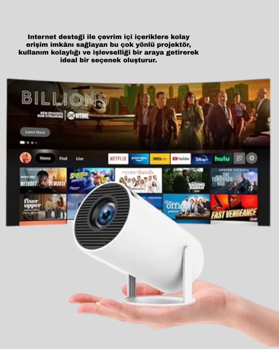 Film Dizi ve Oyun İçin Taşınabilir Kablosuz Mini Projeksiyon - Görsel 4