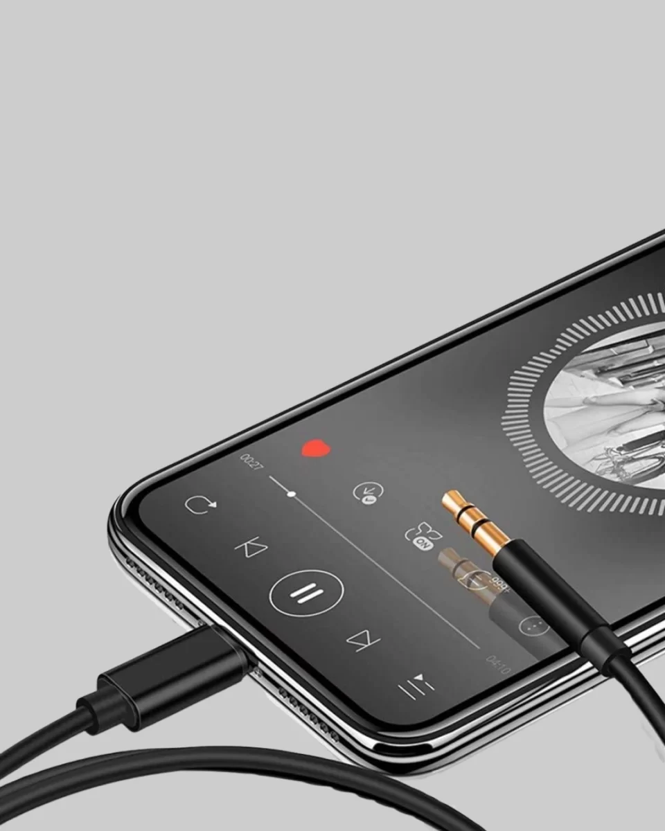 Lightning Girişli Cihazlar İçin 3.5mm Aux Ses Kablo Dönüştürücü 1M - Görsel 2