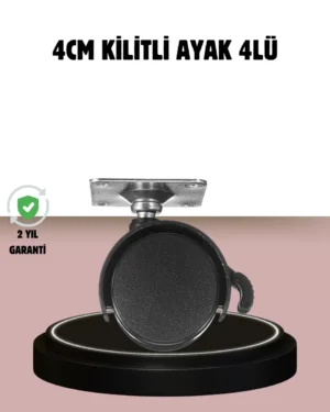 Kilitli 4 cm Tekerlek Ayak 4’lü Set Zemin Koruyucu