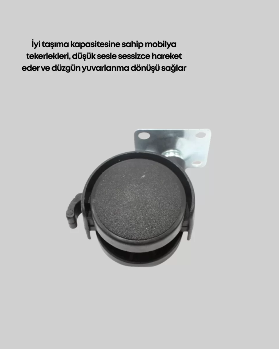 Dolap ve Raflar İçin 4 cm Kilitli Tekerlek Tekli - Görsel 4
