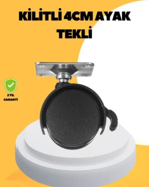 4 cm Kilitli Mobilya Tekerleği Tekli Sessiz ve Dayanıklı