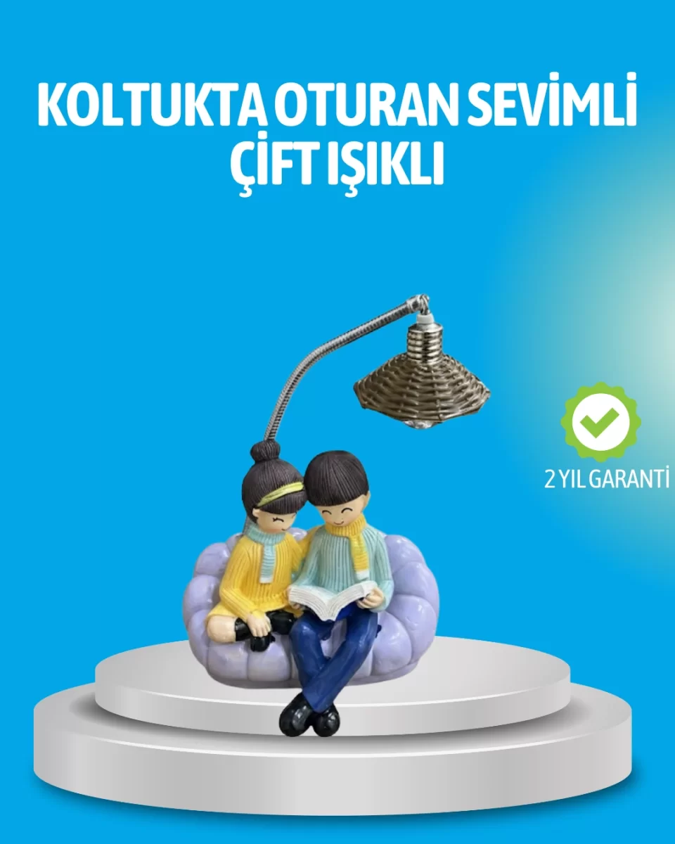 Romantik Çift Figürlü Okuyan Çift Masa Lambası Dekoratif LED Aydınlatma