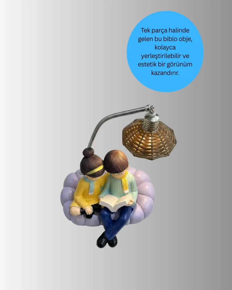 Romantik Çift Figürlü Okuyan Çift Masa Lambası Dekoratif LED Aydınlatma - Görsel 2