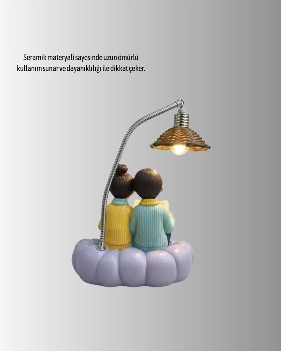 Romantik Çift Figürlü Okuyan Çift Masa Lambası Dekoratif LED Aydınlatma - Görsel 3