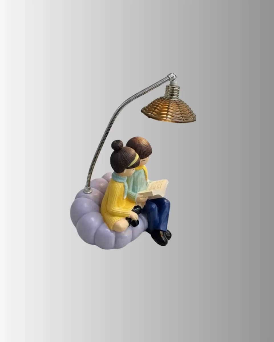 Romantik Çift Figürlü Okuyan Çift Masa Lambası Dekoratif LED Aydınlatma - Görsel 5