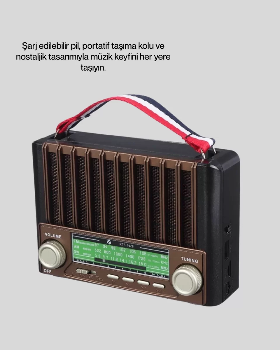Solar Panel Şarjlı Taşınabilir Radyo Bluetooth Hoparlör Müzik Kutusu - Görsel 2