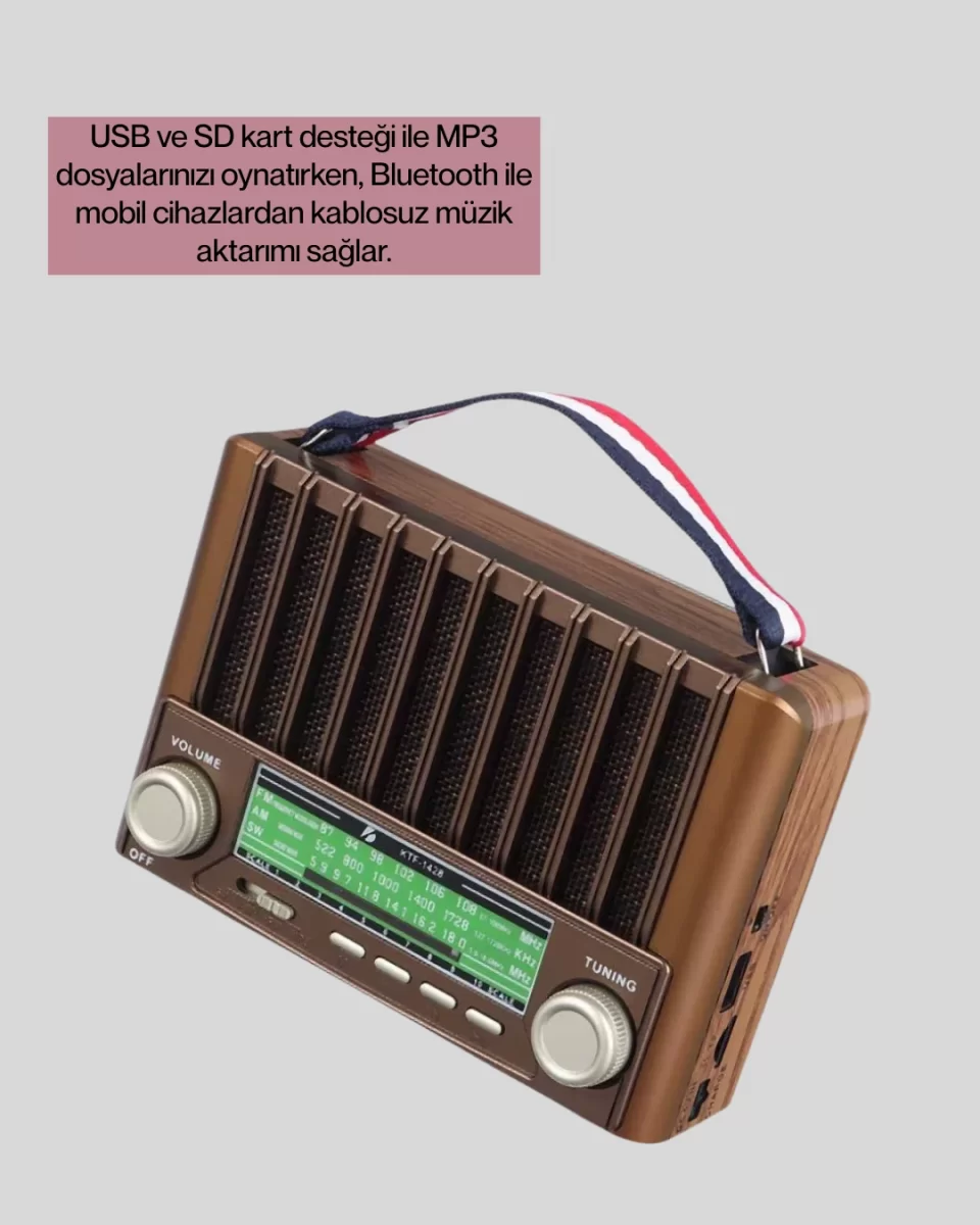 Solar Panel Şarjlı Taşınabilir Radyo Bluetooth Hoparlör Müzik Kutusu - Görsel 3