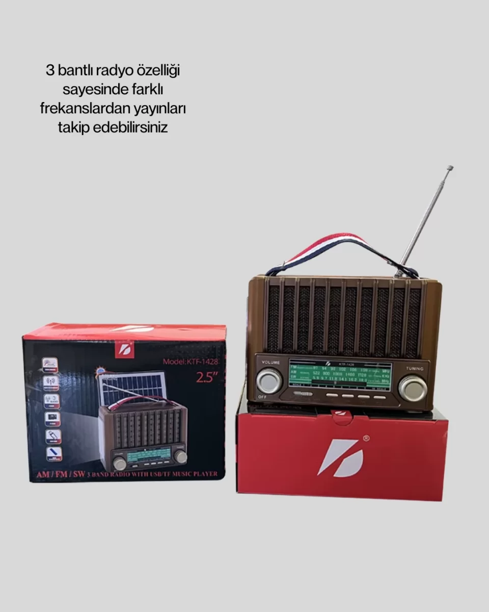 Solar Panel Şarjlı Taşınabilir Radyo Bluetooth Hoparlör Müzik Kutusu - Görsel 5