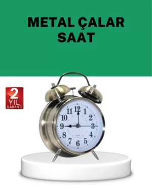 Gümüş Renkli Sessiz Işıklı Dekoratif Masa Üstü Çalar Saat Alarmlı