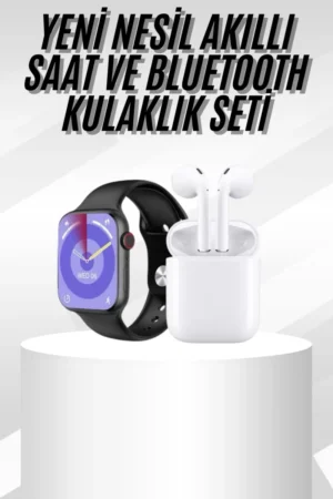 Yeni Nesil Akıllı Saat Ve Kulaklık Seti Gümüş Kasa Zarif Tasarım Çok Fonksiyonlu